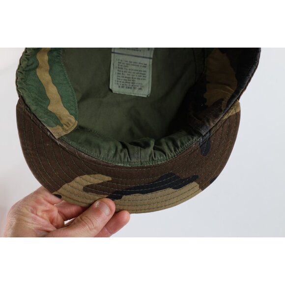 Vintage 80s USGI Distressed Military Woodland Camouflage Cap Hat 7 5/8 USA - Picture 9 of 10